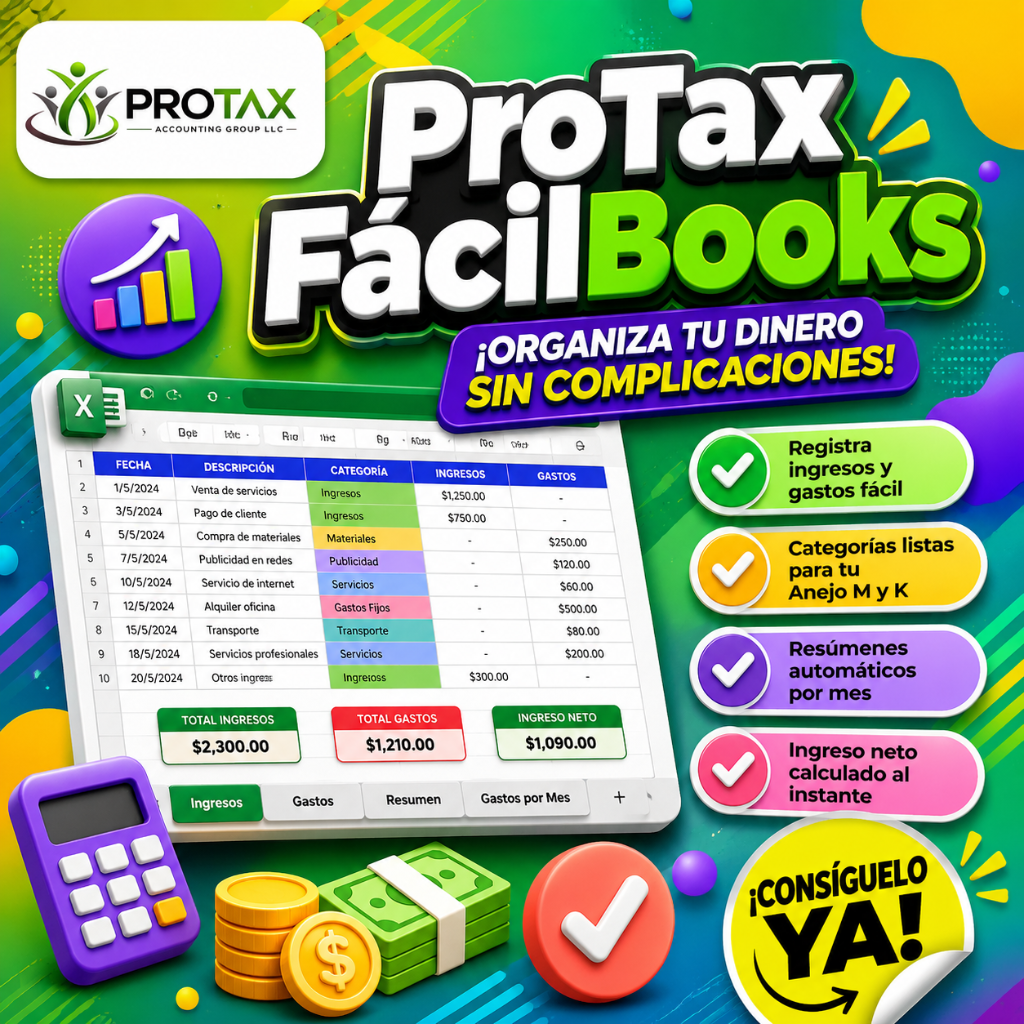 ProTax FácilBooks — Plantilla financiera inteligente
